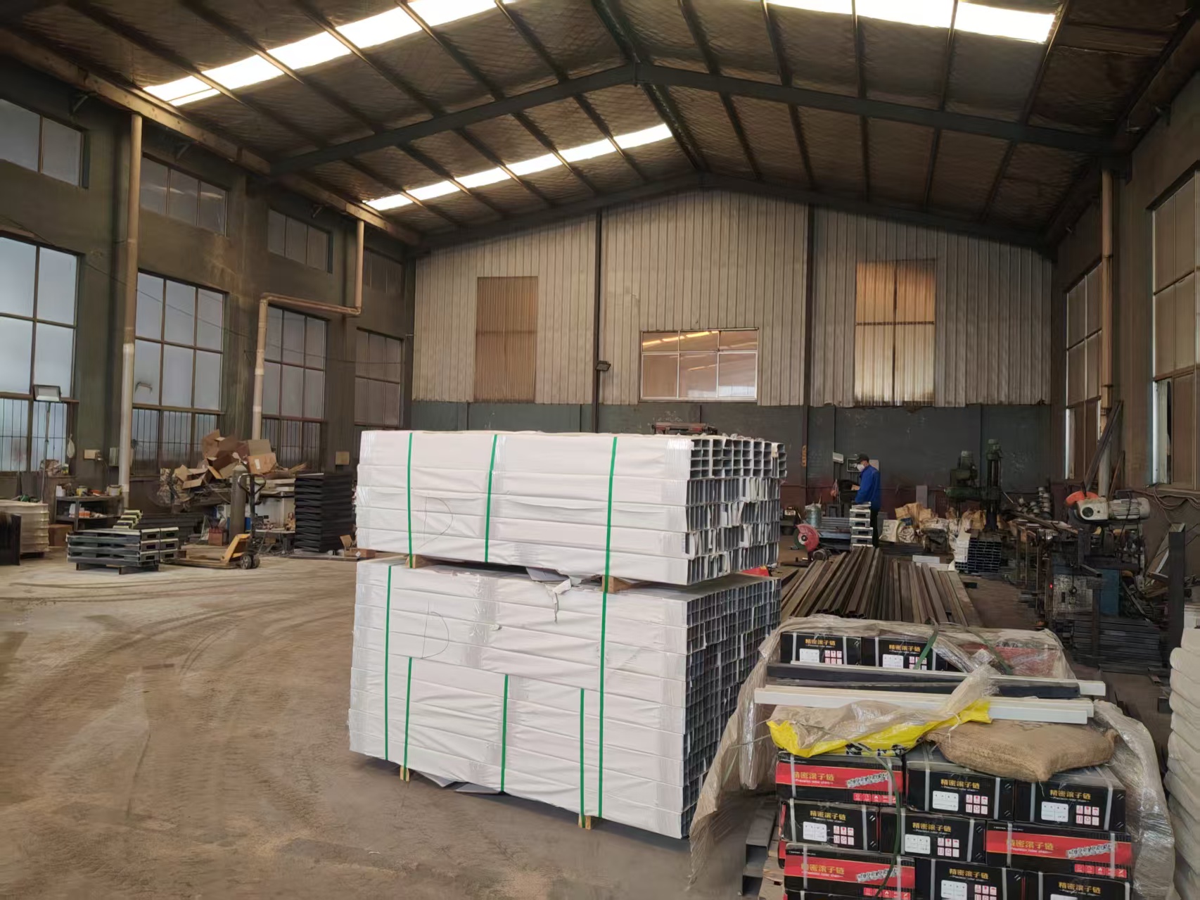 Packed metal profiles and prepared materials in the factory