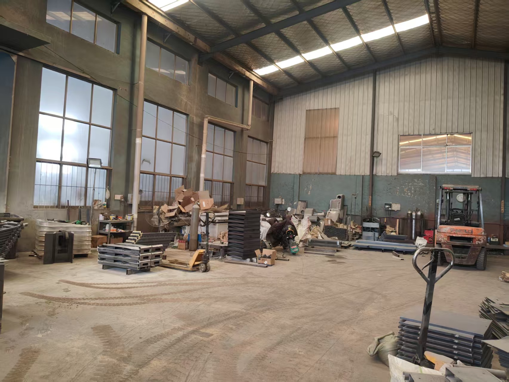 Manufacturing and fabrication area with equipment and components