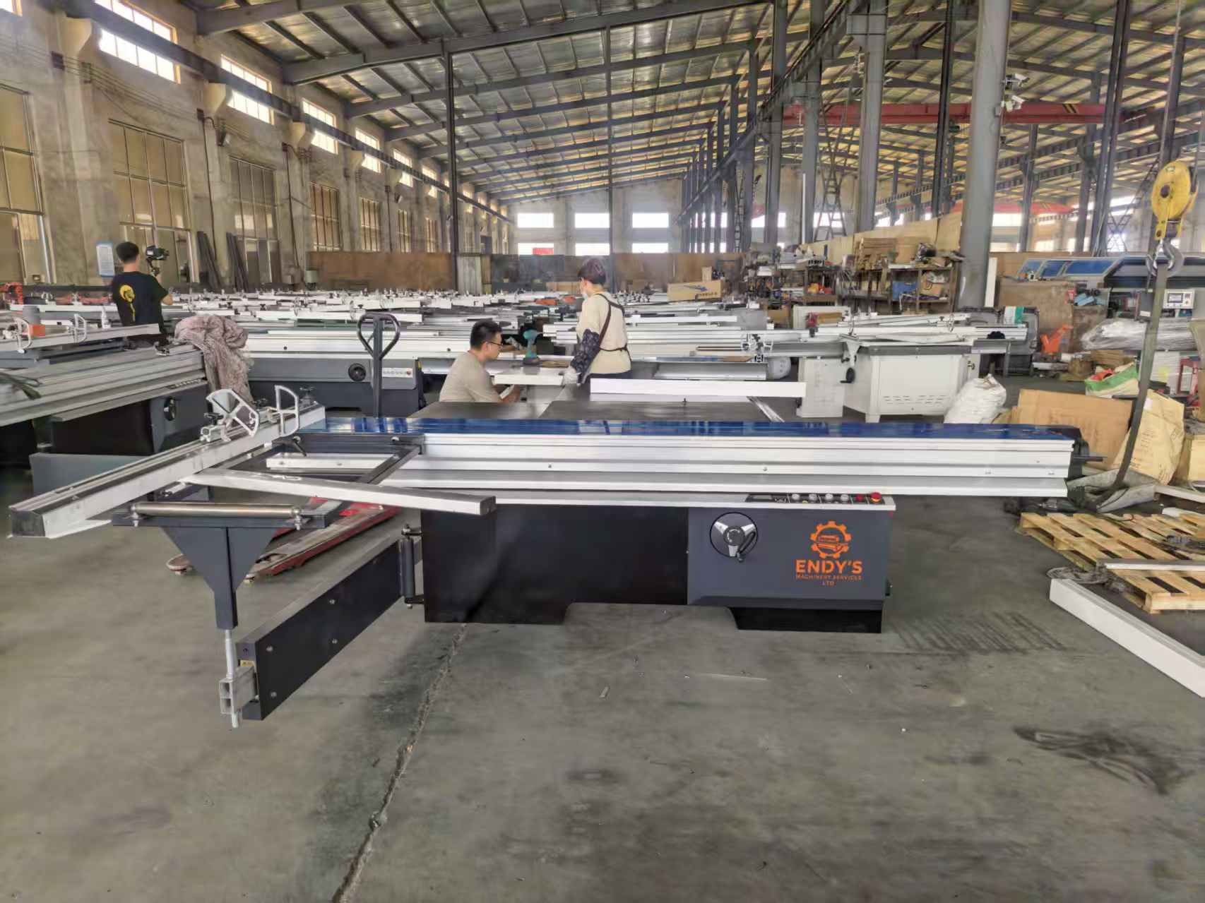 MJ6132 sliding table saw on the Endys China workshop floor